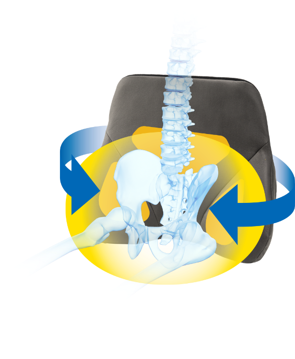 骨盤サポート構造で<br />
腰の負担を軽減。